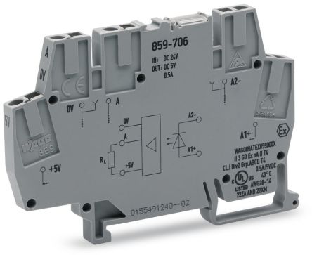 WAGO 859-706 859 Series Grey, 2.5mm², Cage Clamp Termination [859-706]; 279-2601