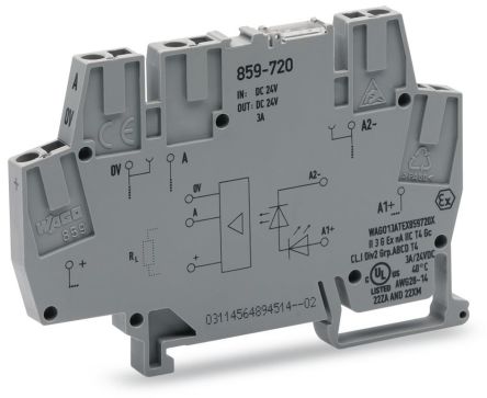 WAGO 859-720 859 Series Grey, 2.5mm², Cage Clamp Termination [859-720]; 279-2602