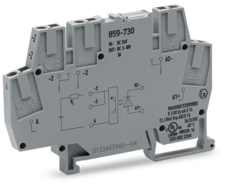 WAGO 859-730 859 Series Grey, 2.5mm², Cage Clamp Termination [859-730]; 279-2603