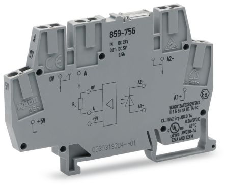 WAGO 859-756 859 Series Grey, 2.5mm², Cage Clamp Termination [859-756]; 279-2608