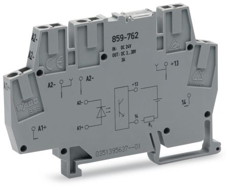 WAGO 859-762 859 Series Grey, 2.5mm², Cage Clamp Termination [859-762]; 279-2610