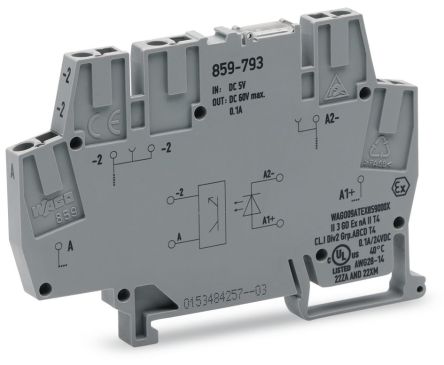 WAGO 859-793 859 Series Grey, 2.5mm², Cage Clamp Termination [859-793]; 279-2612