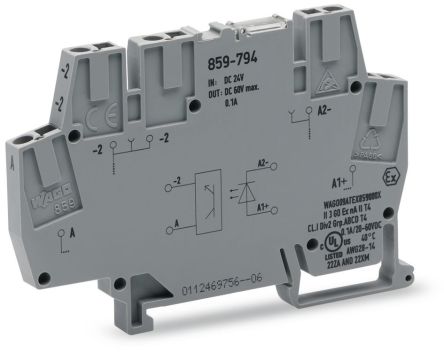 WAGO 859-794 859 Series Grey, 2.5mm², Cage Clamp Termination [859-794]; 279-2613