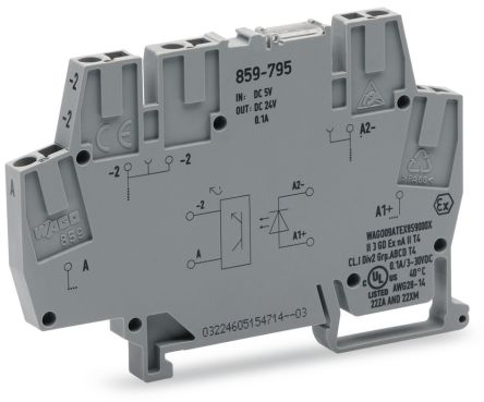 WAGO 859-795 859 Series Grey, 2.5mm², Cage Clamp Termination [859-795]; 279-2614