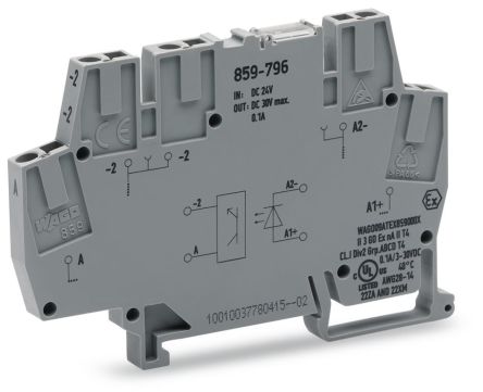 WAGO 859-796 859 Series Grey, 2.5mm², Cage Clamp Termination [859-796]; 279-2615