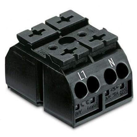 WAGO 862 Series Terminal Strip, 2-Way, 28A, 20 → 12 AWG Wire, Push-In Cage Clamp Termination [862-1532/999-950]; 279-2629