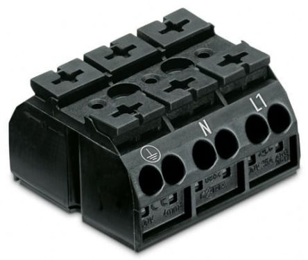 WAGO 862 Series Terminal Strip, 3-Way, 28A, 20 → 12 AWG Wire, Push-In Cage Clamp Termination [862-1593/999-950]; 279-2639