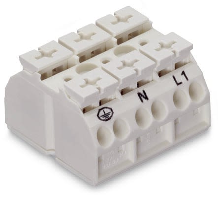 WAGO 862 Series Terminal Strip, 3-Way, 28A, 20 → 12 AWG Wire, Push-In Cage Clamp Termination [862-1633/999-950]; 279-2657