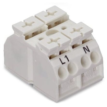 WAGO 862 Series Terminal Strip, 2-Way, 28A, 20 → 12 AWG Wire, Push-In Cage Clamp Termination [862-1652/999-950]; 279-2661