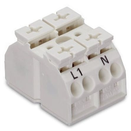 WAGO 862 Series Terminal Strip, 2-Way, 28A, 20 → 12 AWG Wire, Push-In Cage Clamp Termination [862-1662]; 279-2662