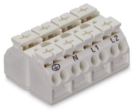 WAGO 862 Series Terminal Strip, 4-Way, 32A, 20 → 12 AWG Wire, Push-In Cage Clamp Termination [862-1694]; 279-2667