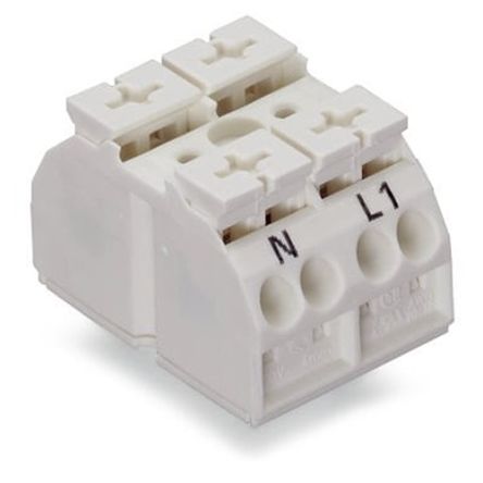 WAGO 862 Series Terminal Strip, 2-Way, 32A, 20 → 12 AWG Wire, Push-In Cage Clamp Termination [862-2632]; 279-2687