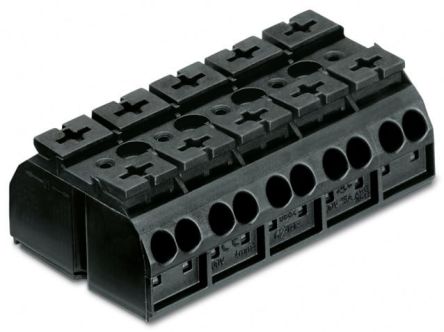 WAGO 862 Series Terminal Strip, 5-Way, 32A, 20 → 12 AWG Wire, Push-In Cage Clamp Termination [862-515]; 279-2697