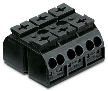 WAGO 862 Series Terminal Strip, 3-Way, 32A, 20 → 12 AWG Wire, Push-In Cage Clamp Termination [862-533]; 279-2700