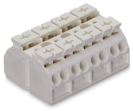 WAGO 862 Series Terminal Strip, 4-Way, 32A, 20 → 12 AWG Wire, Push-In Cage Clamp Termination [862-604]; 279-2706