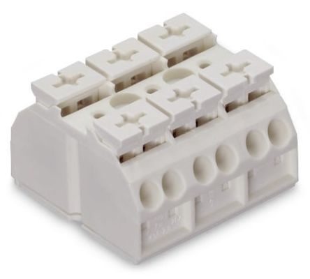 WAGO 862 Series Terminal Strip, 3-Way, 32A, 20 → 12 AWG Wire, Push-In Cage Clamp Termination [862-693]; 279-2715