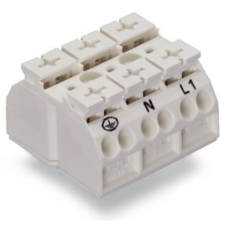 WAGO 862 Series Terminal Strip, 3-Way, 32A, 20 → 12 AWG Wire, Push-In Cage Clamp Termination [862-9603]; 279-2748