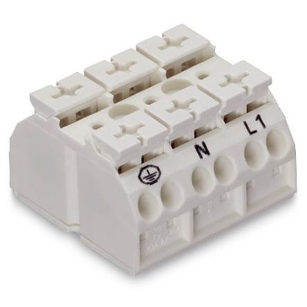 WAGO 862 Series Terminal Strip, 3-Way, 32A, 20 → 12 AWG Wire, Push-In Cage Clamp Termination [862-9633]; 279-2754