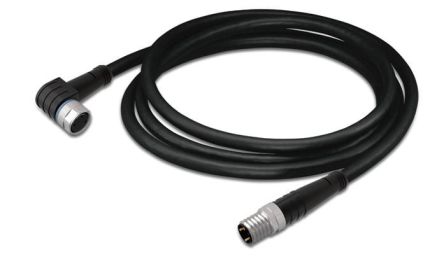 WAGO Right Angle Female 3 way M8 to Straight Male 3 way M8 Actuator/Sensor Cable, 1m [756-5203/030-010]; 279-3254