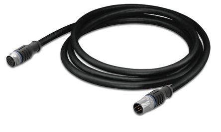 WAGO Straight Female 4 way M12 to Straight Male 4 way M12 Actuator/Sensor Cable, 2m [756-5401/040-020]; 279-3268