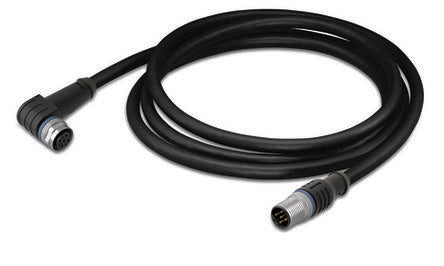 WAGO Right Angle Female 5 way M12 to Straight Male 5 way M12 Actuator/Sensor Cable, 2m [756-5403/050-020]; 279-3276