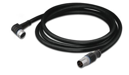 WAGO Right Angle Female 4 way M8 to Straight Male 4 way M12 Actuator/Sensor Cable, 1m [756-5509/040-010]; 279-3279
