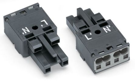 WAGO 770 Series Socket, 2-Pole, Female, Cable Mount, 25A, IP20 [770-1162]; 279-3695