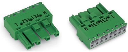 WAGO 770 Series Socket, 4-Pole, Female, Cable Mount, 25A, IP20 [770-1324]; 279-3709