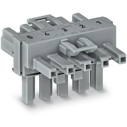 WAGO 770 Series Distribution Connector, 5-Pole, Female, Male, Cable Mount, 25A, IP20 [770-1641]; 279-3727