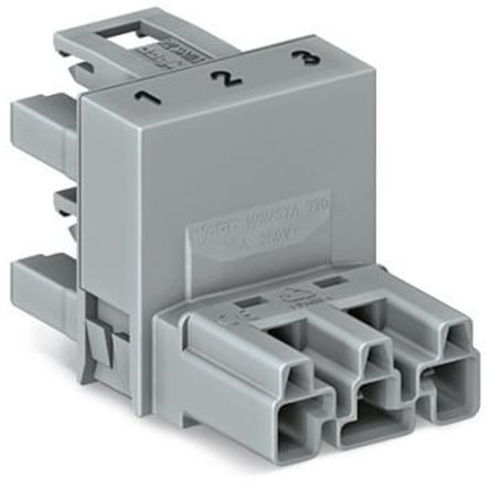 WAGO 770 Series Distribution Connector, 3-Pole, Female, Male, Cable Mount, 25A, IP20 [770-1661]; 279-3728