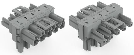 WAGO 770 Series Distribution Connector, 5-Pole, Female, Male, Cable Mount, 25A, IP20 [770-1741]; 279-3731