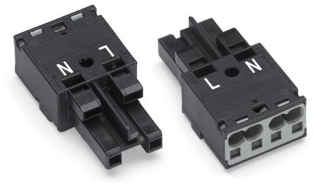 WAGO 770 Series Socket, 2-Pole, Female, Cable Mount, 25A, IP20 [770-202]; 279-3737
