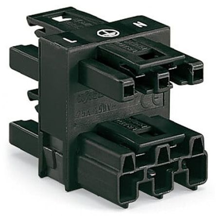 WAGO 770 Series Distribution Connector, 3-Pole, Female, Male, Cable Mount, 25A, IP20 [770-607]; 279-3853