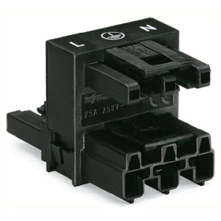WAGO 770 Series Distribution Connector, 3-Pole, Female, Male, Cable Mount, 25A, IP20 [770-633]; 279-3871
