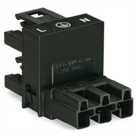 WAGO 770 Series Distribution Connector, 3-Pole, Female, Male, Cable Mount, 25A, IP20 [770-634]; 279-3872