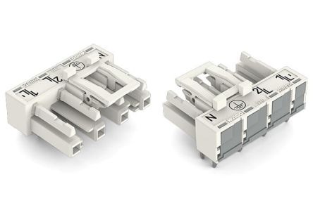 WAGO 770 Series Angled PCB Mount PCB Socket, 4-Contact, 1-Row, 10mm Pitch, Cage Clamp Termination [770-824/011-000]; 279-3949