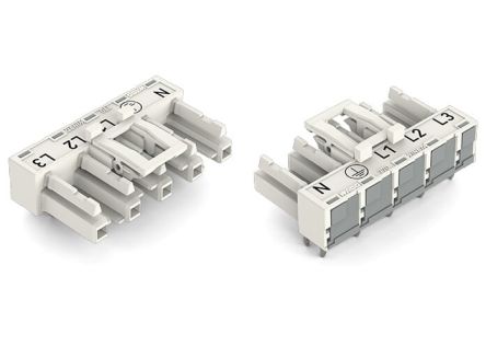 WAGO 770 Series Angled PCB Mount PCB Socket, 5-Contact, 1-Row, 10mm Pitch, Cage Clamp Termination [770-825/011-000]; 279-3951
