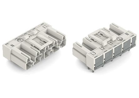 WAGO 770 Series Angled PCB PCB Header, 5 Contact(s), 10 mm Pitch, 1 Row(s), Shrouded [770-835/011-000]; 279-3958