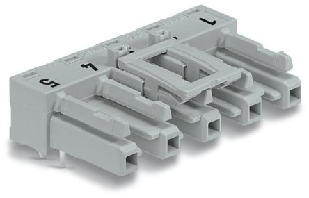 WAGO 770 Series Angled PCB Mount PCB Socket, 5-Contact, 1-Row, 10mm Pitch, Cage Clamp Termination [770-845/011-000]; 279-3965