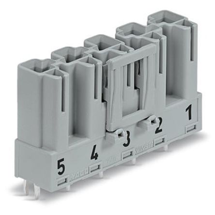 WAGO 770 Series Straight PCB PCB Header, 5 Contact(s), 10 mm Pitch, 1 Row(s), Shrouded [770-855]; 279-3970