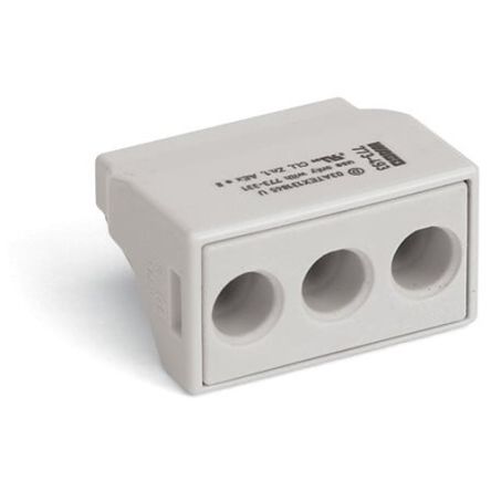 WAGO 773 Series Junction Box Connector, 3-Way, 42A, 14 → 10 AWG Wire, Push In Termination [773-493]; 279-3989