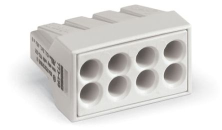 WAGO 773 Series Junction Box Connector, 8-Way, 24A, 18 → 14 AWG Wire, Push In Termination [773-498]; 279-3993