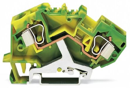 WAGO 2-Way DIN Rail Earth Terminal Block, 10mm², 8 AWG Wire, Cage Clamp, Polyamide Housing [784-607]; 279-4055