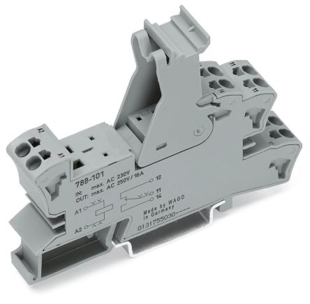 WAGO 788 1 Pin 300V DIN Rail Relay Socket, for use with Basic Relays [788-101]; 279-4186