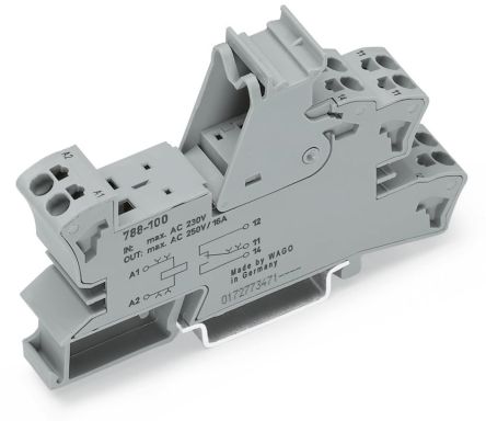 WAGO 788 2 Pin 300V DIN Rail Relay Socket, for use with Basic Relays [788-102]; 279-4187
