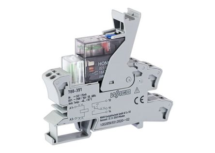 WAGO 788 Series Relay Module, DIN Rail Mount, 24V dc Coil, SPDT, 1-Pole, 16A Load [788-391]; 279-4220