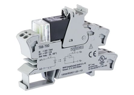 WAGO 857 Series Solid State Relay, 3.5 A Load, DIN Rail Mount, 24 V ac/dc Load [788-700]; 279-4236