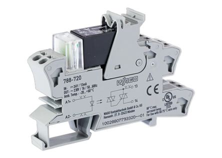 WAGO 857 Series Solid State Relay, 1 A Load, DIN Rail Mount, 240 V ac/dc Load [788-720]; 279-4238