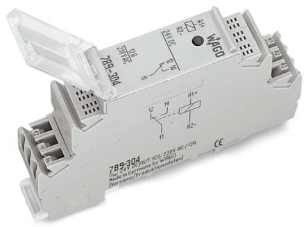 WAGO 789 Series Relay Module, DIN Rail Mount, 24V dc Coil, SPDT, 1-Pole, 12A Load [789-304]; 279-4255
