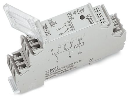 WAGO 789 Series Relay Module, DIN Rail Mount, 24V dc Coil, DPDT, 2-Pole, 8A Load [789-312]; 279-4256